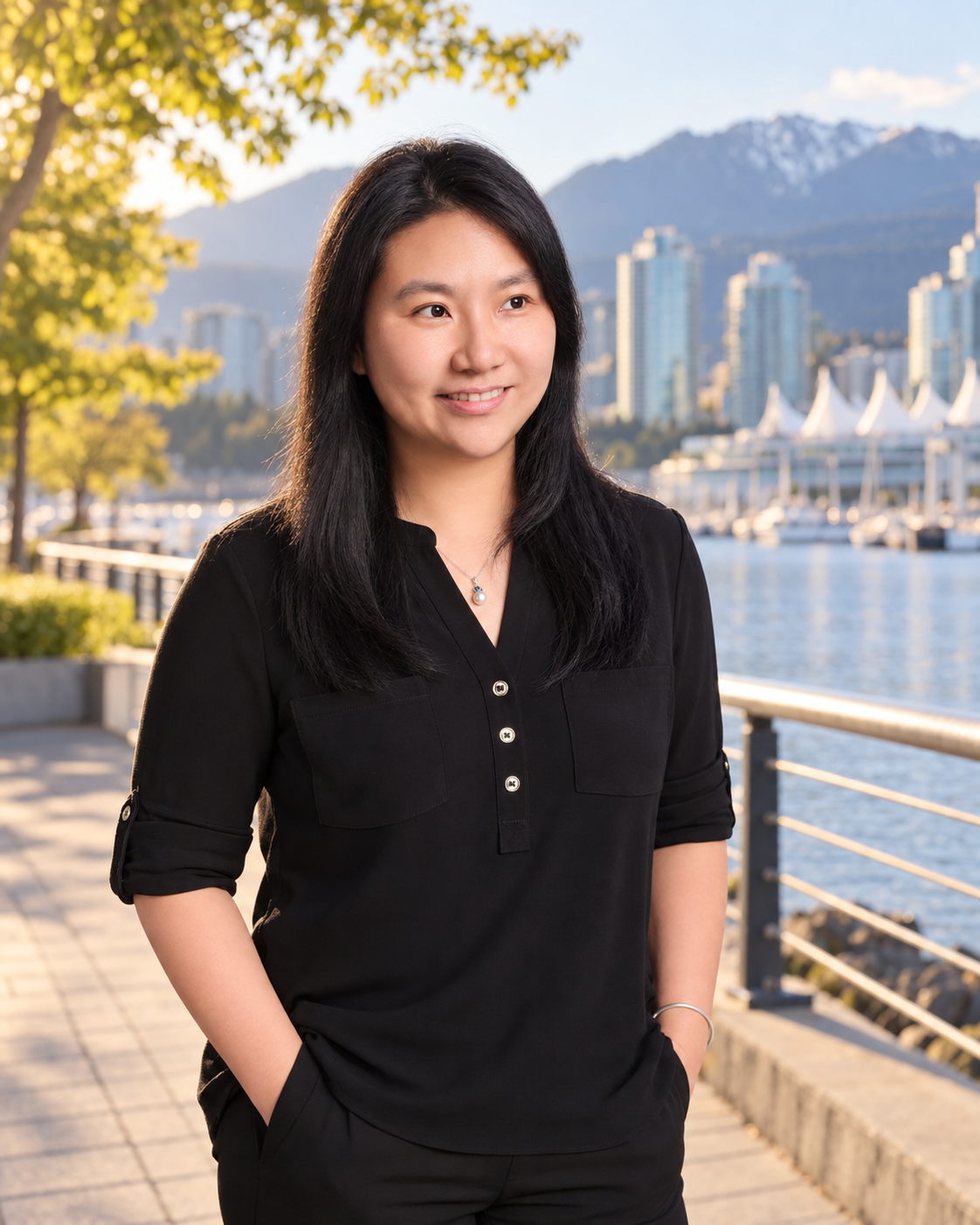 Phoebe Xiang enjoying Vancouver waterfront life